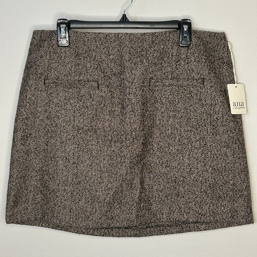 a.n.a a new approach Brown Herringbone Wool Blend Mini Skirt 14 NWT Fall Preppy